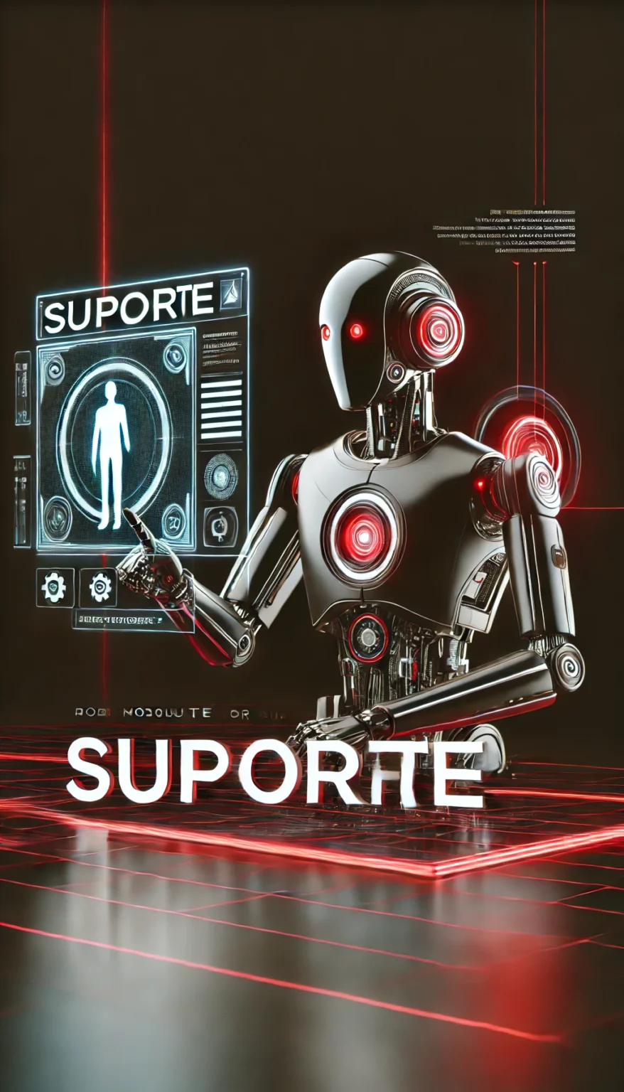 DALL·E 2024-11-25 18.08.05 - A futuristic image for a module titled 'Suporte', featuring a sleek, high-tech robot providing support or assistance. The robot should be interacting